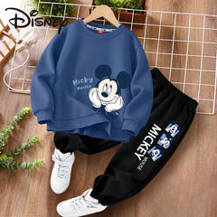 Autumn Baby Girl Boy Clothes Set Children Disney Mickey Printing Sweatshirt Top and Pants Bottom Two Piece Suit Cotton Tracksuit