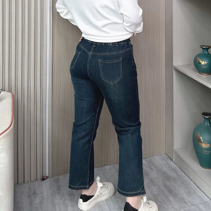 Jeans Women 2024 Spring And Summer Plus Size High Waist Slit Casual
