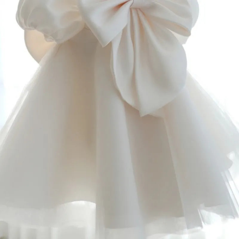 Baby Girl Princess Silk Tutu Dress Puff Sleeve Child Vintage Vestido Party Pageant