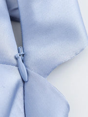 Lulus Slate Blue Satin Twist-Back Maxi Dress Womens