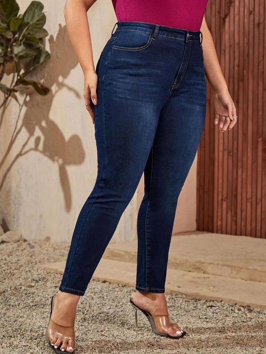 Plus Size Skinny Jeans for Women Full Length High Waist Women Jeans