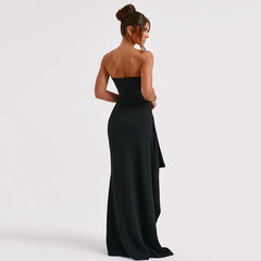 Evening Dresses: Off Shoulder Elegant High Rise Split Maxi Dress Club Outfits