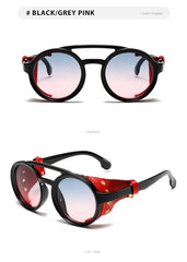 New Unisex Vintage Steampunk Sunglasses Men's Designer Designer Retro Round Leather Sun Glasses Steam Punk Outdoor Goggles UV400