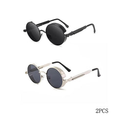 Classic Gothic Steampunk Sunglasses Men Women Brand Designer Vintage Round Metal Frame Sun Glasses High Quality UV400