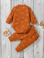 2Pcs Baby boys Spring/Autumn Long Sleeve Jumpsuit& Pant With Bow For Casual Clothing Set