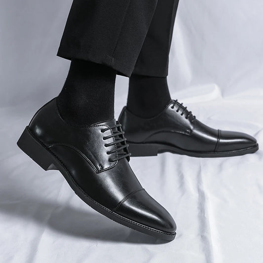 Luxury Business Oxford Leather Shoes Men Rubber Formal Breathable Dress Shoes