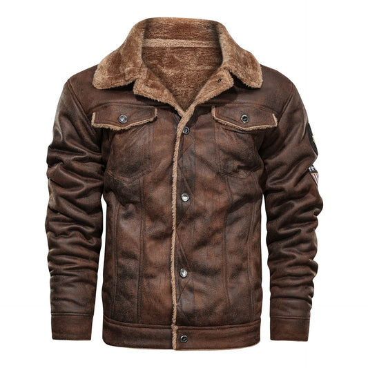 Autumn Winter Coat Men Jacket Vintage Solid Turn-Down Collar Outdoor Training