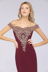 Homecoming Dresses: Evening Dresses Burgundy Long Lace Open Back Party Prom Gowns