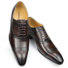 Men Genuine Leather Shoe High Quality Oxford Lace Up Handmade Brogue Shoes