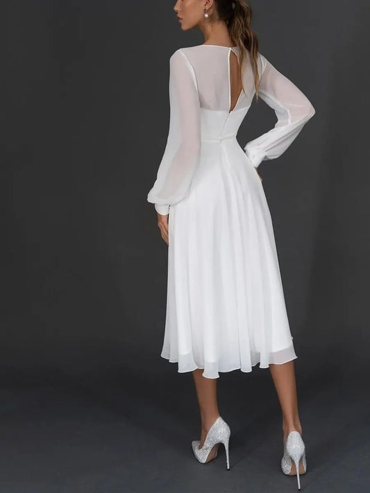 Evening wear Dresses: Ankle-Length Long Sleeved Chiffon Formal Dress Women