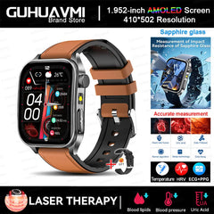 2025 Laser Treatment Three High SmartWatch 1.95" Sapphire Curved Screen ECG+PPG Blood fat Uric Acid Health Diagnosis Smartwatch