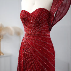 Homecoming Dresses: Green One Shoulder Mermaid Evening Dresses for Women