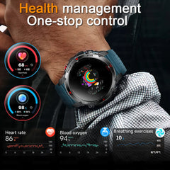 Outdoor Military Smart Watch Men Built-in GPS 1.46" AMOLED Compass Altimeter BT Call 3ATM Waterproof Clock LED Sports Smartwatch