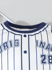 0-18 Months Newborn Baby Boy Clothing Set Long Sleeved Patchwork Striped Baseball Jumpsuit with Pants Autumn Indoor Party Suit