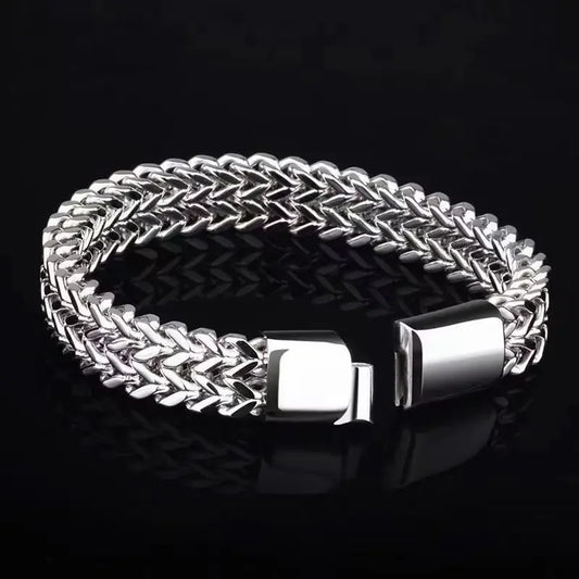 19/21/23cm Hip-hop Stainless Steel Bracelet Men's Braided Double Row Simple Domineering High-end Cuban Titanium Steel Bracelet