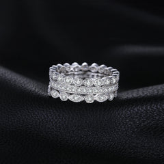 JewelryPalace 3 Pcs 925 Sterling Silver Yellow Rose Gold Band Ring Set Women