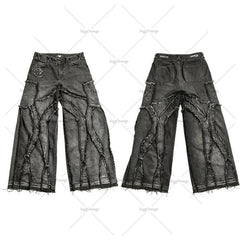 Fashion Clothing Punk Y2k Streetwear Loose Wash Jeans Ripped West Coast