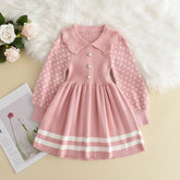Girl Baby Sweater Knitted Dress Warm Sweater Dress Polka Dots Girls Infant