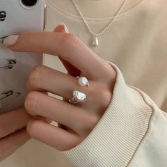 925 Sterling Silver Rings Party Jewelry Vintage Charm Double Layer