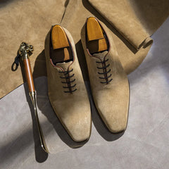Men Formal Shoes Genuine Leather Lace Up Khaki Yellow Men Dress Shoes