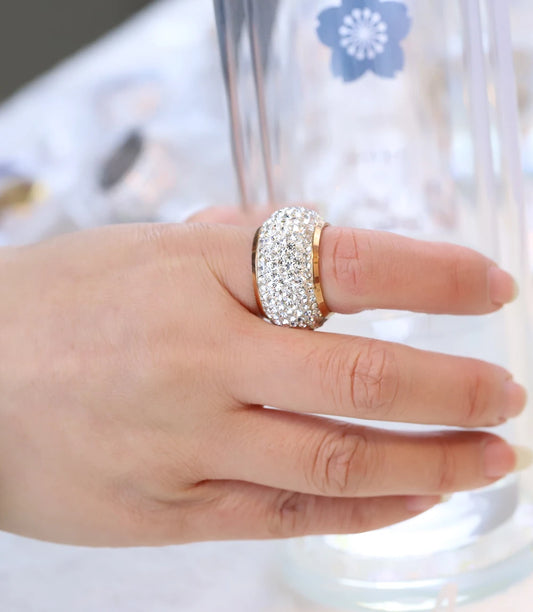 Shining full rhinestone finger rings for woman paragraph Crystal