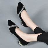 Women's Summer Footwear Diamond Shoes for Woman Rhinestone Office Low Heel