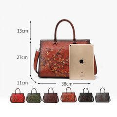 Vintage Embossed Women Shoulder Bag Leather Top-handle Bags Ladies