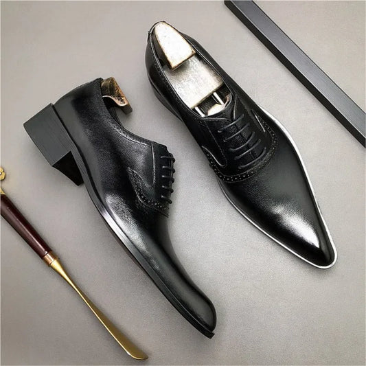 Genuine Leather Men Dress Shoes Fashion Brogue Fashion