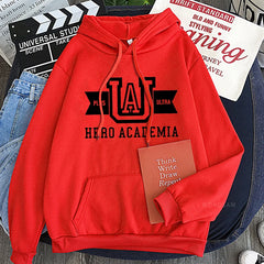 Anime Hoodies Simple Men Plus Size Streetwear Casual Warm Kangaroo Pocket