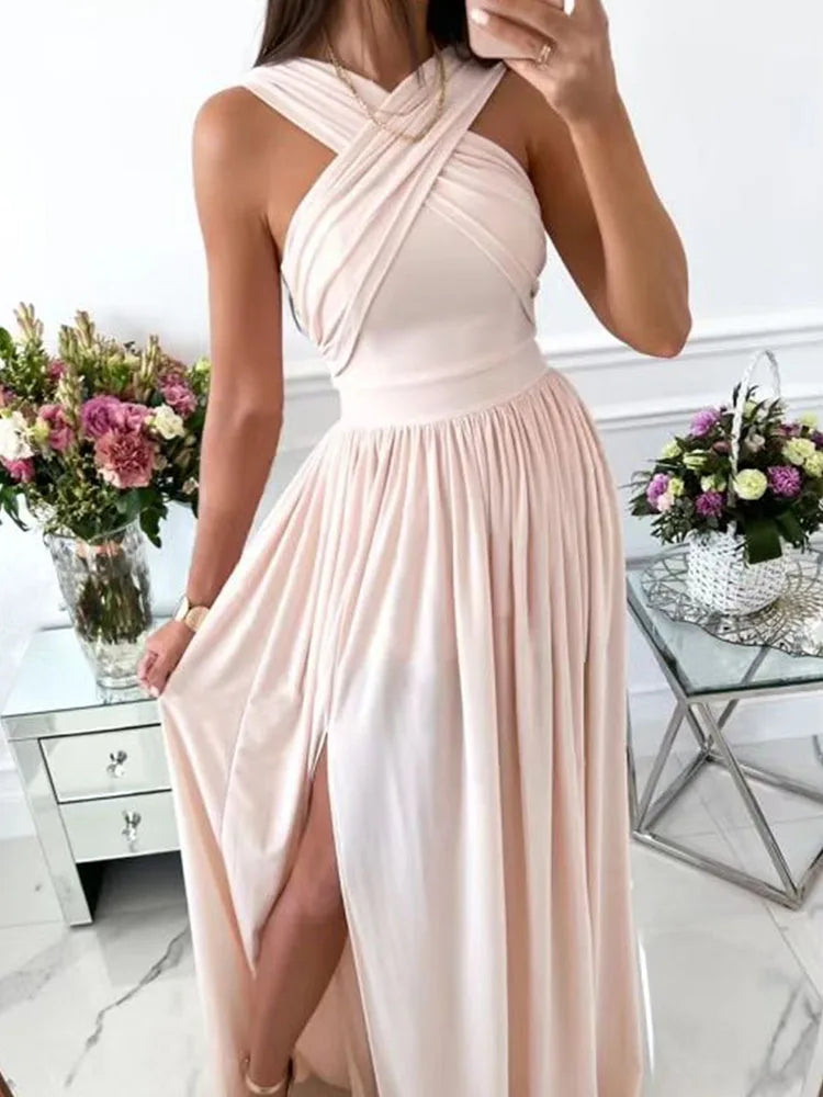 Evening wear Dresses: Sleeveless Maxi Dress Women Elegant Slim