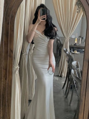 Evening Dresses: Women Elegant Spaghetti Strap Long Dress French Style Slim