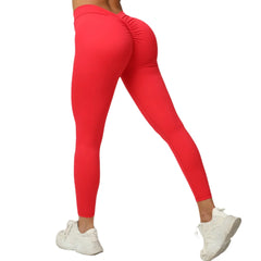 Seamless Yoga Sets Sports Fitness High V Waist Peach Hip-lifting Skinny Running