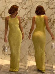 Tossy See-Through Fashion Sleeveless Maxi Dress Female Casual