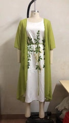 Evening wear Dresses: Round Neck Lace Chiffon Irregular Cardigan dress set