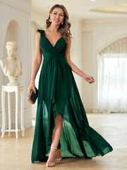 Homecoming Dresses: Surplice Front Ruffle Trim Prom Dress