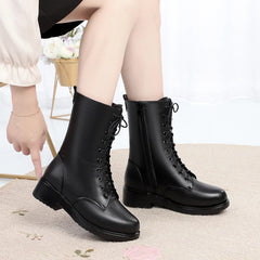 Women's winter shoes Genuine Leather Boots Women Military Large size