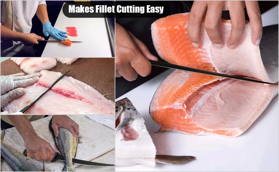 Fish Fillet Knife 5"-9" Professional Boning Knife Stainless Steel Slicing Knife Meat Chef