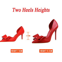 Women 7.5cm 10cm High Heels Korean Pumps Scarpins Cute Bow Middle Low Heels