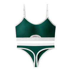 Seamless Bras Sports Bra And Panties Set Women Hollow Out Cotton Underwear