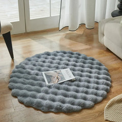 Plush Round Rug Winter Warm Faux Fur Carpets for Living Room Super Soft Fluffy