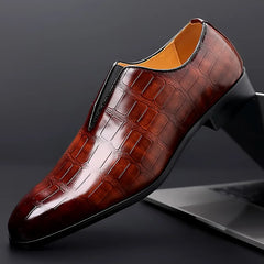 Men Casual Shoes Classic Low-Cut Embossed Formal Leather Comfortable
