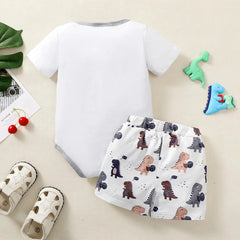 Summer 0-1 Year Olds Cool Boy Outfits Dinosaur Short Sleeve Tops Pants 2pcs Summer Tracksuit Fashion Clothing