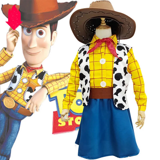 Girls Buzz Lightyear Dress Woody Cartoon Cow Frocks Toy Story Halloween Clothes