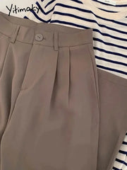 Black Suit Pants Women Casual High Waist Korean Fashion