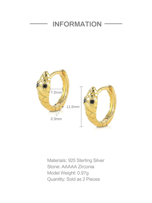 ROXI 925 Sterling Silver Ear Buckle Snake Twisted Round Circle Microinlaid Zirconia Hoop Earrings For Women Pendientes Aro Rojos