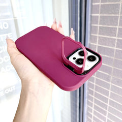 Kickstand Phone Case for iPhone 15 Pro Max 16 Pro Solid Color Matte TPU Funda Lens Protector Cover for iPhone 16 15 14 13 12 11