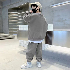 Autumn Children Boy Clothes Set Teenage Sweatshirts Pullover Top And Pants 2 Pieces Suit Fashion Letter Printed Tracksuits