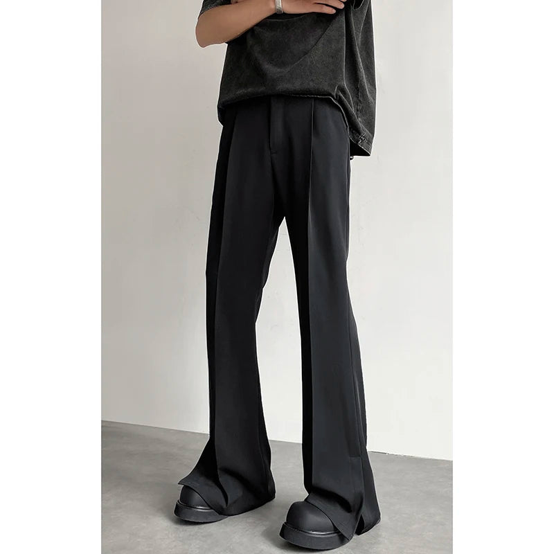 Suit Pants Men Fashion Social Mens Dress Pants Korean Loose Casual Flared Pants