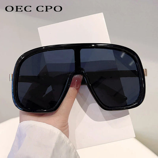 New Big Frame Sunglasses Women Men Luxury Goggle One Piece Sun Glasses Female Vintage Brand Designer Punk Shades UV400 Eyewear