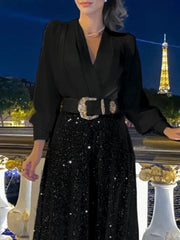Evening wear Dresses: Maxi Dresses For Women Fashion Folds Loose Elegant Dress